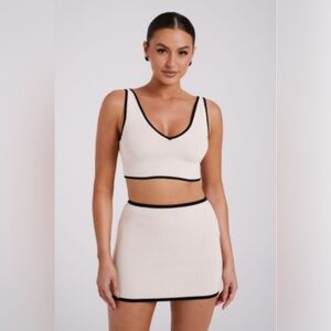 Meshki Klara Contrast Knit Top - Cream